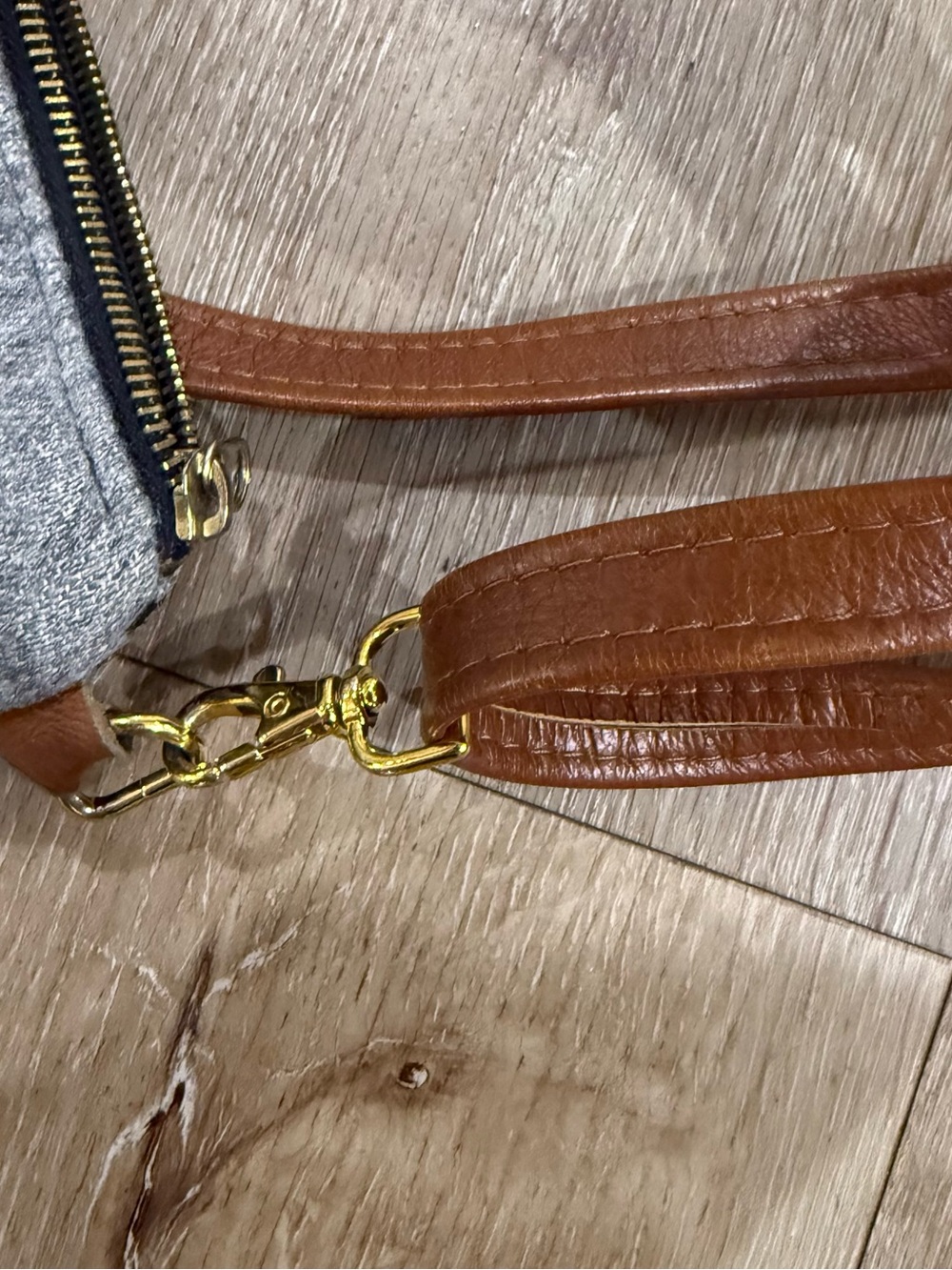 Tribal Gray & Mustard Southwestern Crossbody Bag with Brown Trim - Picture 6 of 8
